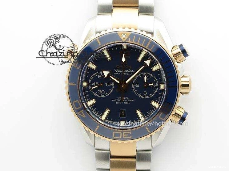 0209 FlexibleFit Seamaster Professional Chrono SS RG Blue Ceramic Blue Dial On SS RG Bracelet A 8211